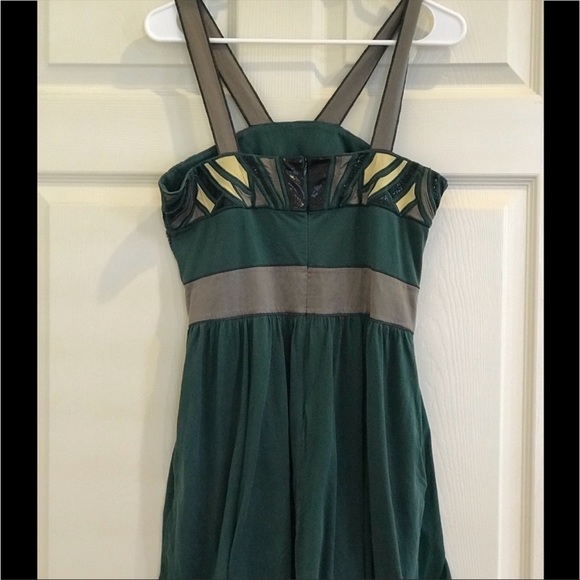 MARCIANO dark green SILK dress - Picture 6 of 9